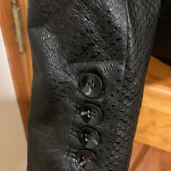 Rachel Zoe black 100% python-embossed leather slim blazer - Picture 9 of 16